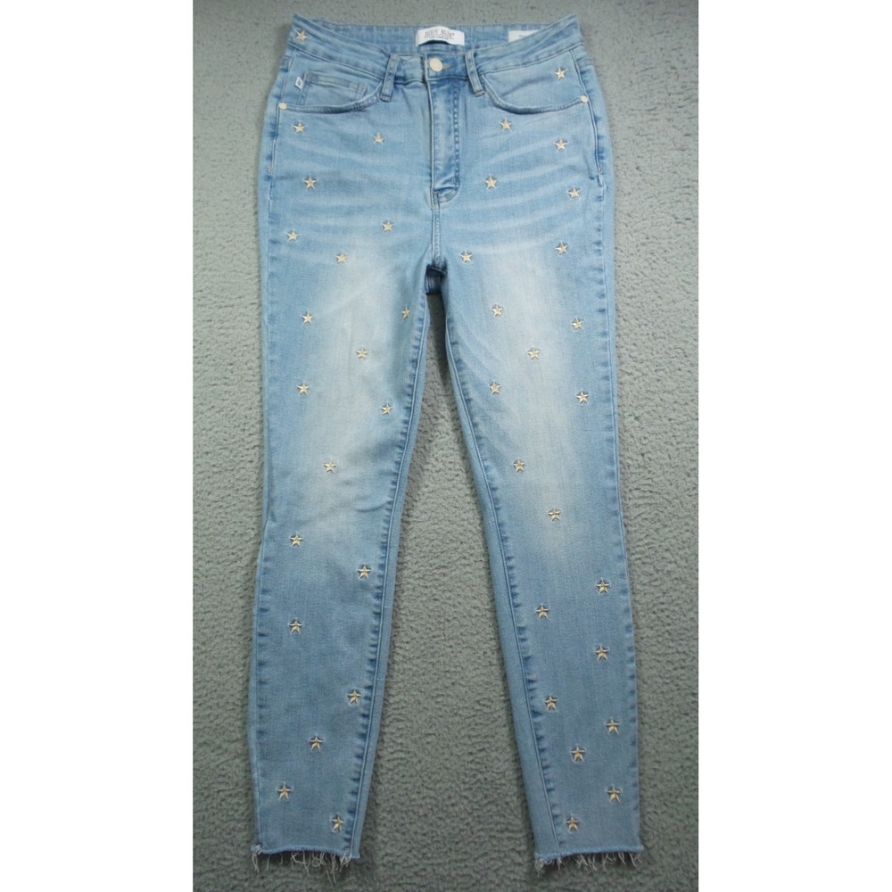 Judy Blue Jeans Womens Size 11/30 Blue Denim Skinny Fit Embroidered Stars